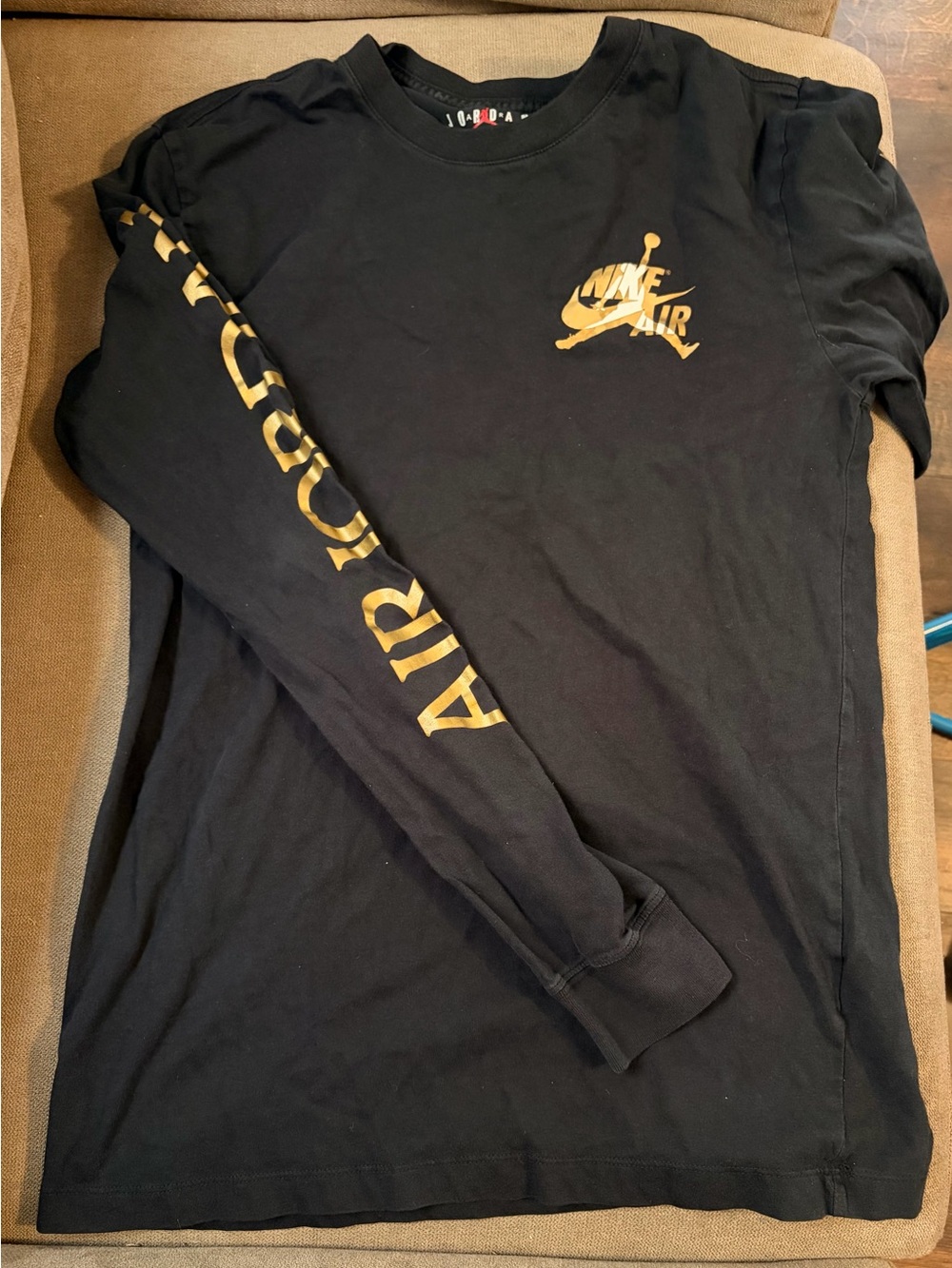 Jordan Men’s Long-Sleeve Tee — Black with Gold Logos
